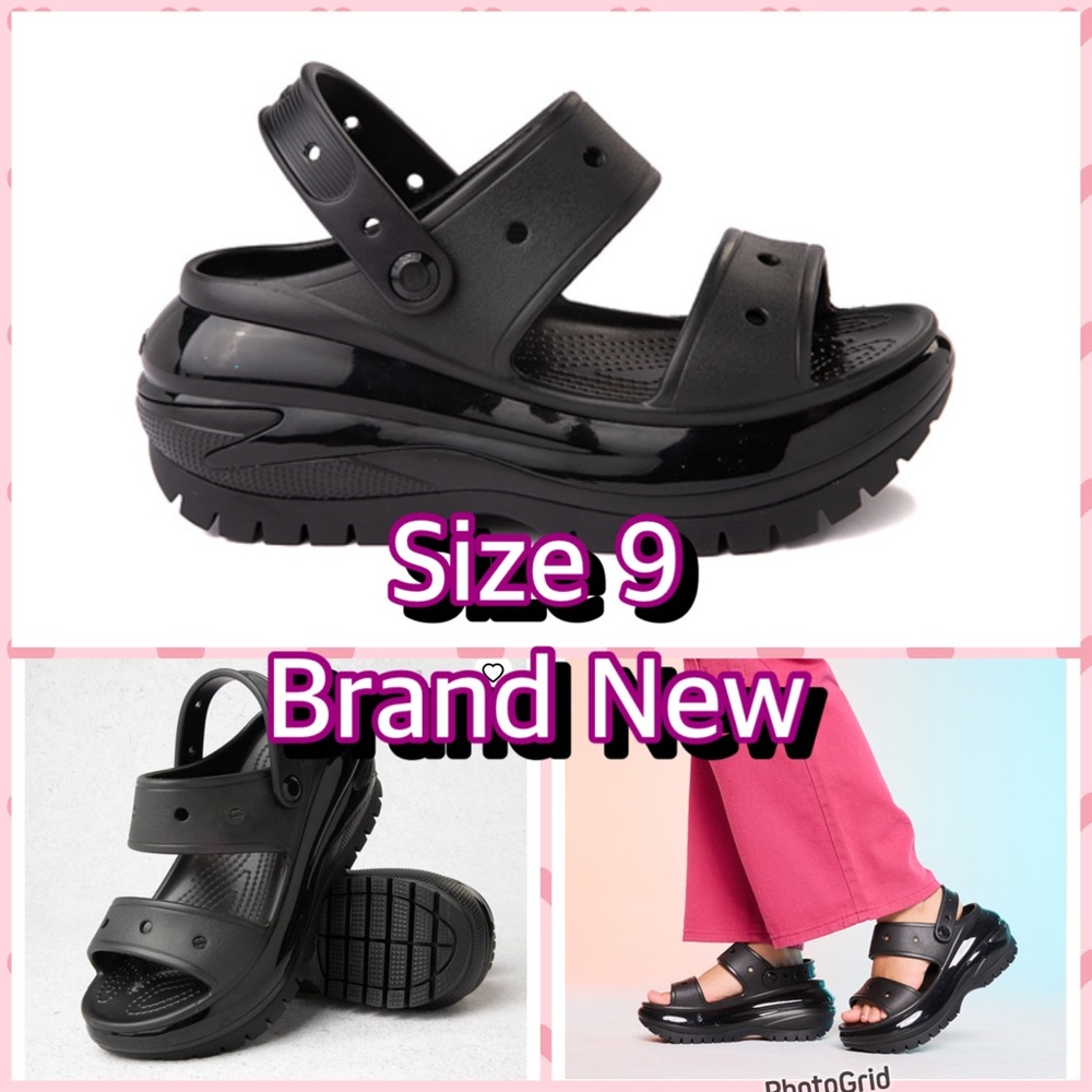 Croc Mega crush sandal black size 9 nwt